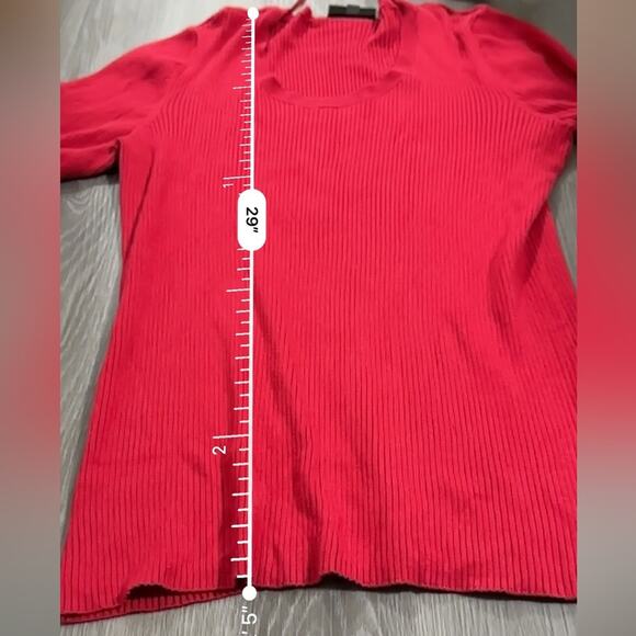 Lane Bryant Red Ribbed 3/4 Button Sleeve  Scoop Neck Pullover Sweater Size 18/20 - Picture 9 of 9